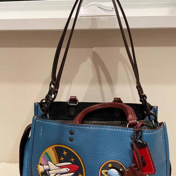 !!!SOLD!!! COACH x NASA 1941 Space Patches Rogue Purse Tote Blue Cosmic - Picture 2 of 16